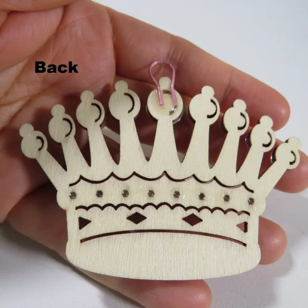 Pink Crown Queen Crown Laser Cut Wooden Ornament Hangs Bling